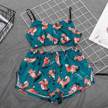 2020 Pižama moteris Šilko Seksualus Pijamas Moterų Sleepwear Satino Vasaros Pyjama V Kaklo Namų Kostiumas