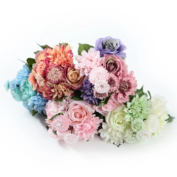 1 Puokštė Dahlia Šilko Dirbtinių Gėlių už Lentelė, kurioje Vestuves Namų Puošybai Gėlių puokštes 12