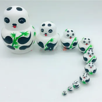10 sluoksnių mediniai matryoshka lėlės lizdus žaislas panda