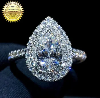 100%18K goldr žiedas 2c D VVS moissanite Sužadėtuvių žiedas&Vestuvių Papuošalai su sertifikato 0043