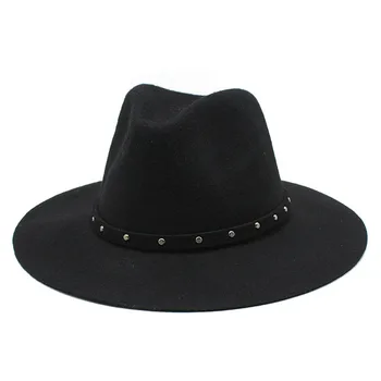 100% woool fedora skrybėlės moterims mados Vienodo pločio Kraštų Minkštas Džiazo Fedora Skrybėlės vyrų juoda viršuje senovinių vestuvių Skrybėlę