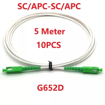 10VNT 5Meter SC/APC-SC/APC Vienos rūšies FTTH G652D SX Core 3.0 mm baltumo LSZH Striukė Fiber Optic Patch Cord