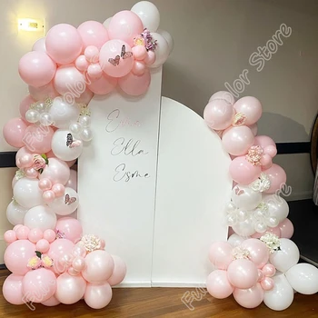 115pcs Dvigubai Pearl Pink Atminimo Dieną Šalies Arkos Fone Baby Shower Renginį, Šventės Dekoras Gimtadienio Balionų Girliandą Rinkiniai