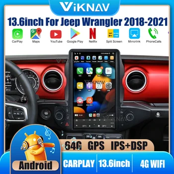 13.6 colių Android automobilio radijo ekranas Jeep Wrangler 2018-2021 GPS navigacijos DVD multimedijos auto stereo 2din