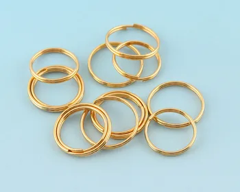 16mm Apvalus Papuošalai, žiedai, Metalo Mini Split Žiedai Key Chain Auksą, padengtą Keyrings Šuolis žiedai Didmeninė Klavišą Virvelę Išvados