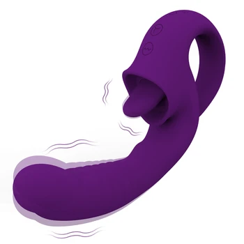 2 in1 Galingas Klitorio Čiulpti Dildo VibratorTongue Lyžis Gyvis Klitorio Stimuliatorius Sekso Žaislai Moterims Suaugusieji