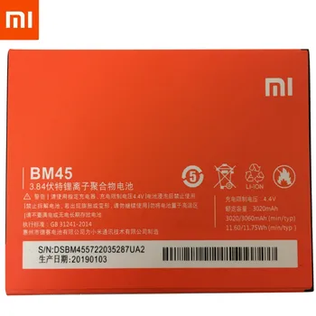 2019 NAUJI 100% Originalus BM45 Telefono Baterija Xiaomi RedMi 2 Pastaba Bateria Hongmi Nekilnojamojo 3060mAh Mobiliojo Bateriją