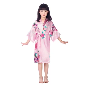 2021 Naujų Mergaičių Satino Kimono Rūbeliai Vestuvių Bridesmaid Šalies Mergaičių Maudymosi Chalatai Povas Pižamą Sleepwear Mergaitės Rūbeliai B22