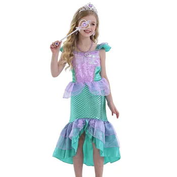 2022 Cossky Mergaitė Princesė Cosplay Kostiumų Laisvalaikio Atostogos Vaikų Mergaičių Mermaid Dress Vasarą Naujas Helovinas Kostiumai