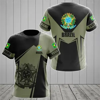 2022Men Mados Brazilija Kareivis Veteranas Vėliavos T-Shirt 3d Spausdinimo Viršuje Lauko Negabaritinių vyriški trumpomis Rankovėmis Apvalios Kaklo Marškinėliai Basic