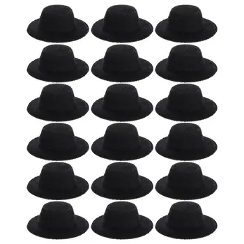 20pcs Juoda Mini Oficialų Skrybėlės Miniatiūrinės Lėlės Oficialų Skrybėlės Lėlės Aksesuaras 