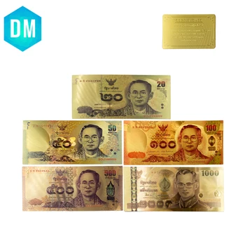 24k Auksu Spalvinga Aukso Banknotų Retas Tailandas Nustatyti 20.50.100.500.1000 Padirbtų Pinigų, Padengtą Auksu Verslo Dovanų Kolekcija