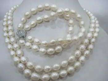 2rows gėlavandenių perlų balta 6-7mm kiaušinių 17-18inch didmeninė pobūdžio karoliukų FPPJ