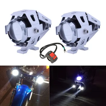 2x Motociklo LED Žibintų 10W U5 Vandeniui Vairuotojo Vietoje Žibintas Rūko žibintų Jungiklis Moto Automobilių Reikmenys 12V Sidabrinė