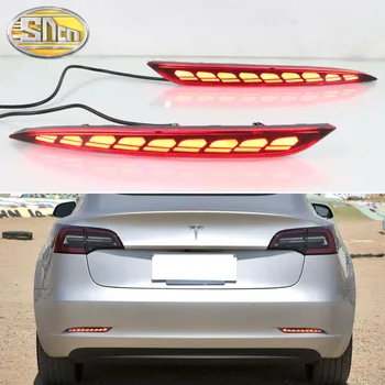 3-in-1 Funkcijos 12V Galinis Rūko Žibintas Stabdžių Žibintas Dinamiškas Posūkio Signalo Atšvaitas, LED Bamperis Šviesos Tesla Model 3 2016 - 2022