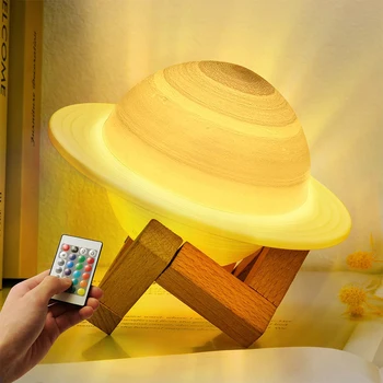 3D Spausdinimo Saturnas Lempa 16 Spalvų, Dekoro Star Lempa, Nuotoliniu & Touch Kontrolės LED Nakties Šviesos Vaikams Kūdikių Namų Miegamojo Puošmena