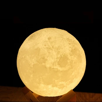 3D Stebuklinga Mėnulis Naktį LED Šviesos 13mm 18mm Mėnesiena Stalo Lempos USB Įkrovimo 3 Spalvų Tolygus vidaus Apdailos Kalėdų