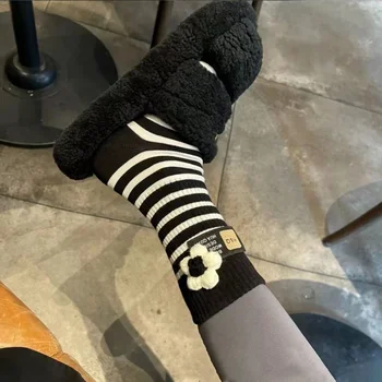 5 poros nauju vilnos floret moterų kojinės su saldus korėjos atsitiktinis kojinės