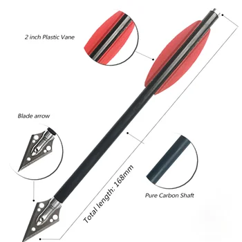 6.5 colių peilis mažas trumpo arbaleto strėlė raudona sumaišyti anglies fotografavimo rodyklę arbaletas medžioklės 12/24pcs