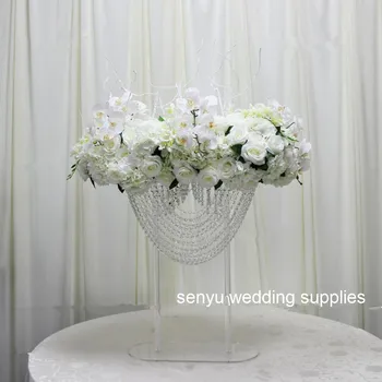 60cm aukščio )6pcs )akrilo stendas vestuvių stalo dekoravimui kamuolys kristalų gėlių stalo puošmena senyu0702