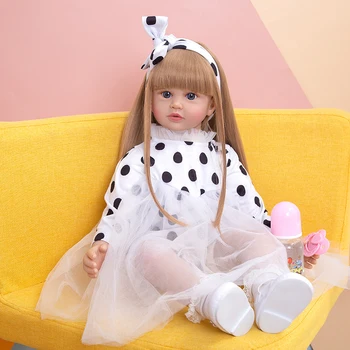 60cm Reborn Baby Doll Bamblys Nekilnojamojo Soft Touch su Ranka piešimo Plaukų Aukštos Kokybės Rankų darbo Lėlės, Žaislai