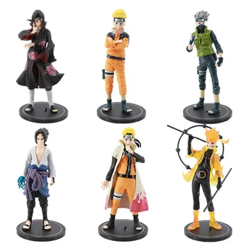 6pcs/set Naruto Shippuden Anime Naruto, Sasuke Itachi Kakashi Gaara Sakura Versija PVC Duomenys Žaislai, Lėlės Vaikas Dovana. 18CM