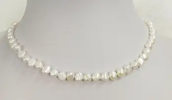 9mm ryškiai balta baroko butas tikras perlas karoliai natūralių gėlavandenių perlų Moteris Papuošalai 43cm 17