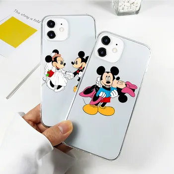 A-6 Mickey ir Minnie Skaidrus Išpjovą Soft Case for iPhone 8 7 Plius 6 6S 5 5S SE X XR XS Pro Max