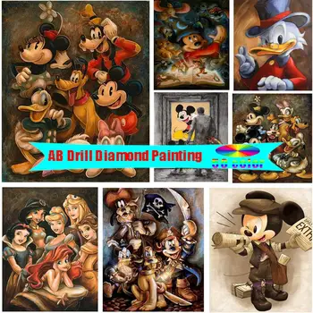 AB Gręžimo Disney 5D Diamond Tapybos Kryželiu Rinkinys Kvadratinių/Apvalus Deimantas Siuvinėjimo Animacinių filmų Mozaika Prekės Dekoratyvinis Dažymas