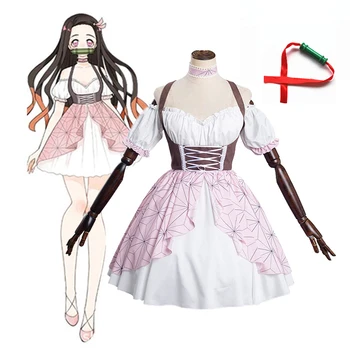 Anime Demon Slayer Kamado Nezuko Cosplay Kostiumų Lolita Suknelė Przybornik Fancy Dress Moterų Vaidmenų Helovinas