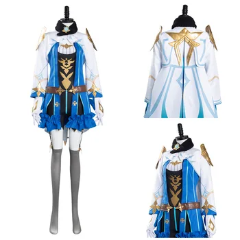 Anime Genshin Poveikio Sacharozės Mėlyna Suknelė, Kostiumas, Gothic Lolita Dress Skrybėlę Kostiumas Helovyno Karnavalas Lolita Dress