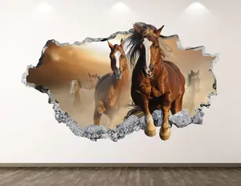 Arkliai Sienos Lipdukas - ūkinių Gyvūnų 3D Sutriuškino Sienos Menas, Lipdukas Vaikai Kambario Dekoro Vinilo Namų Plakatas Užsakymą Dovana KD300
