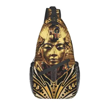 Aukso Senovės Egipto Dievo Faraonas King Tut Diržas Crossbody Kuprinė Egipto Mitas, Krūtinės, Pečių Maišą, Dviračių sportas, Kempingas Daypack