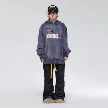 Aukščiausios Kokybės RRR123 PAGALBOS MALDA SWEATPANTS Vyrų Hip-hop Streetwear Raišteliu Mygtuką Raketos Mados Kelnės