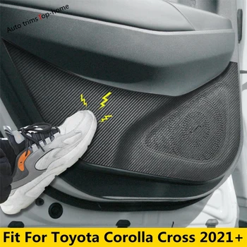 Automobilių Vidinės Durys Anti Kick Pad Mat Apsaugos Anglies Pluošto Pu Odos Lipdukas Toyota Corolla Kryžiaus 2021 2022 2023 Priedai
