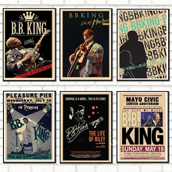 B B King Plakatas Retro Vintage Roko Muzikos Kraft Popieriaus, Plakatai Roko Dainininkas Sienų Lipdukai Kavinė Baras kambario apdaila, sienų dekoras A3