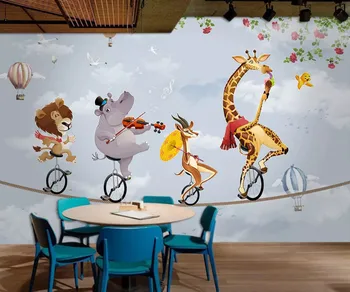 Bacal Užsakymą Gyvūnų foto tapetai, 3D Animaciją balionas Freskomis Tapetai Miegamajame Kūdikio, Vaiko Kambario Sienos dokumentų namų Dekoro 5d