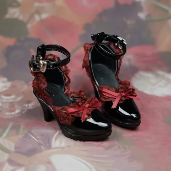BEIOUFENG SD BJD doll batai 1/3 raudonos nėrinių sagtis nurodė kojų kulnai juoda 1/3 bjd didelis mergina lėlės priedai