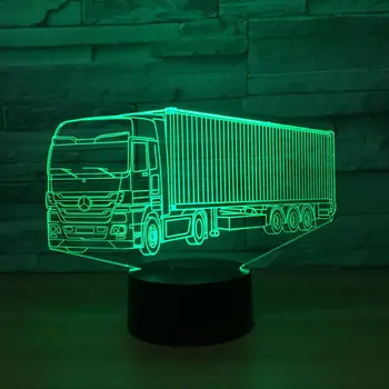 Container Truck 7 Spalvinga 3D Lempos Akrilo LED Automobilių 3d Naktį Šviesos USB Touch Šviesos Naktį Lempos Kūdikio Miegamojo Šviesos Vaikai Dovanos