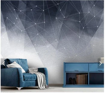 Custom 3D papel de parede, juoda ir balta abstrakčios geometrinės linijos freskomis gyvenimo kambario, miegamasis, sofa foną
