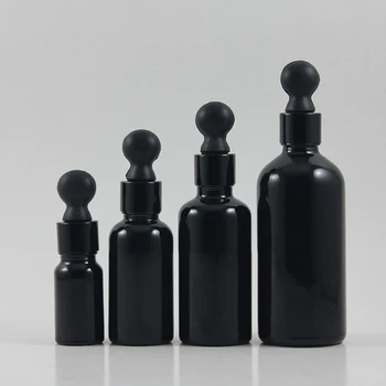 didmeninė 50pcs 10ml blizgios juodos spalvos stiklo buteliukas su lašintuvu juoda užkratas bžūp,10 ml stiklinis black užkratas butelį eterinis aliejus