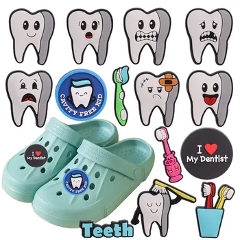Didmeninė 50pcs Batų Pakabukai Dantų Sveikata dantų šepetėlį PVC Mielas Sodas, Batų Sagtis Apdaila Tilptų Croc Jibz Vaikai X-mas Dovana