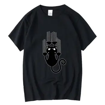 FPACE T-shirt Aukštos Kokybės 100% medvilnės, trumpomis Rankovėmis juokingas cool cat dizainas, print T-Shirt Cool Mens Tee O-Kaklo vyrams marškinėliai tee viršų