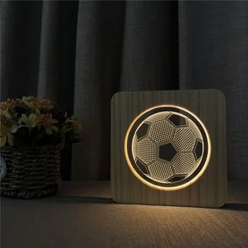 Futbolo Dizainas 3D LED Arylic Mediniai Naktį Lempos Lentelė Šviesos Jungiklis Kontrolės Drožyba Lempos Vaikų Atgal, Mokyklos Puošimas Dovana