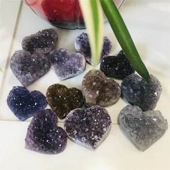 Gamtos violetinė crystal skylę meilė širdies formos kvarco kristalų sankaupos pavyzdį energijos gijimas