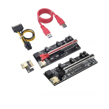 H052 PCIe Riser Card for Bitcoin ETH Monetos Kasybos Ver009s Plius GPU Extender Cable Kit 16X į 1X 4pin 6PIN 60cm USB3.0 Kabelis