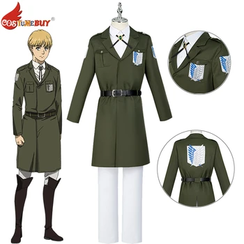 Išpuolis Titan Anime Cosplay Kostiumų Žalia Karinės Uniformos Kostiumas Korpusas Armijos Kailis Su Marškinėliai, Kelnės Diržo Veikla Šalies Aprangą