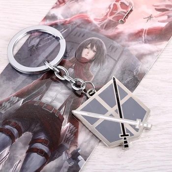 Išpuolis Titan KeyChain Shingeki no Kyojin Cosplay, Anime Keychain sidabro padengtą arklių karšto 1 raktų žiedas-geriausia dovana