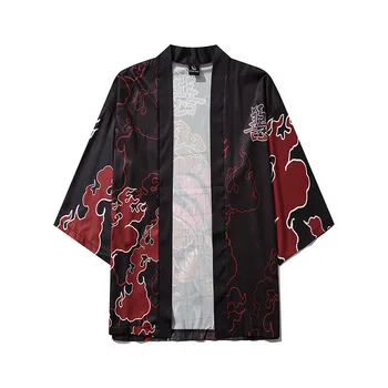 Japonijos Cosplay Kimono Švarkas Tradicinio Stiliaus Anime Spausdinti Harajuku Vyrai Moterys Streetwear Vasaros Drabužių Prarasti Yukata