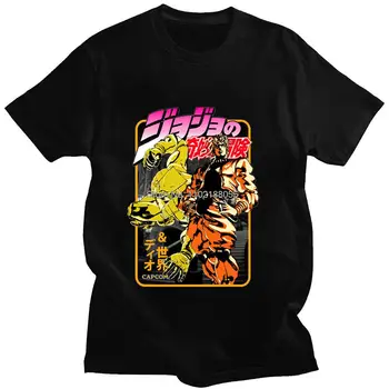 Japonų Anime Jojo Keistų Nuotykių Marškinėlius High Street Harajuku Komiksų Spausdinti Vasaros trumpomis Rankovėmis Medvilnės Atsitiktinis Vyrų T-shirt